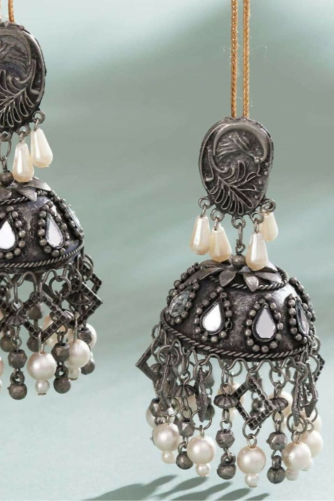 Keish Silver Oxide Jhumkas