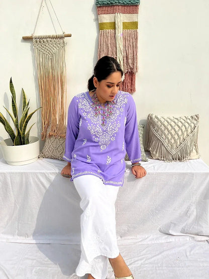Farsana Lilac Short Kurta