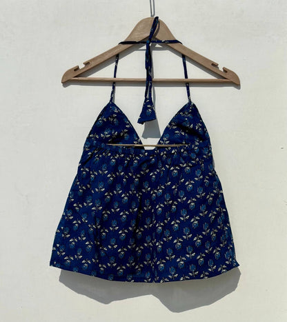 Indigo Blue Floral Tree Top with Removable Pads