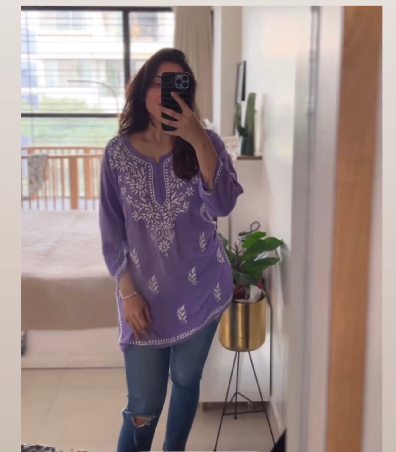 Farsana Lilac Short Kurta