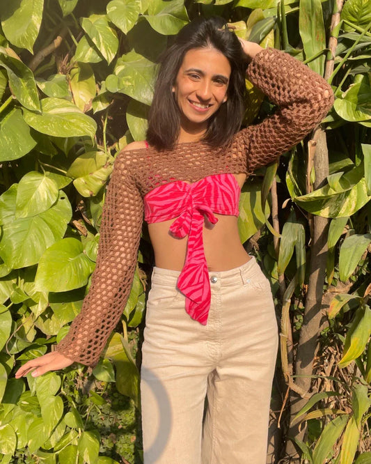 Crochet Sleeve Crochet Crop Top