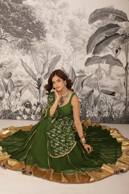 Purvai Gota Work Georgette Lehenga