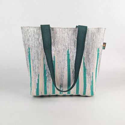 Silver_with_Turquoise_Stripes_Upcycled_Handwoven_Designer_Shopper_Tote_DST0225-005_PS_W
