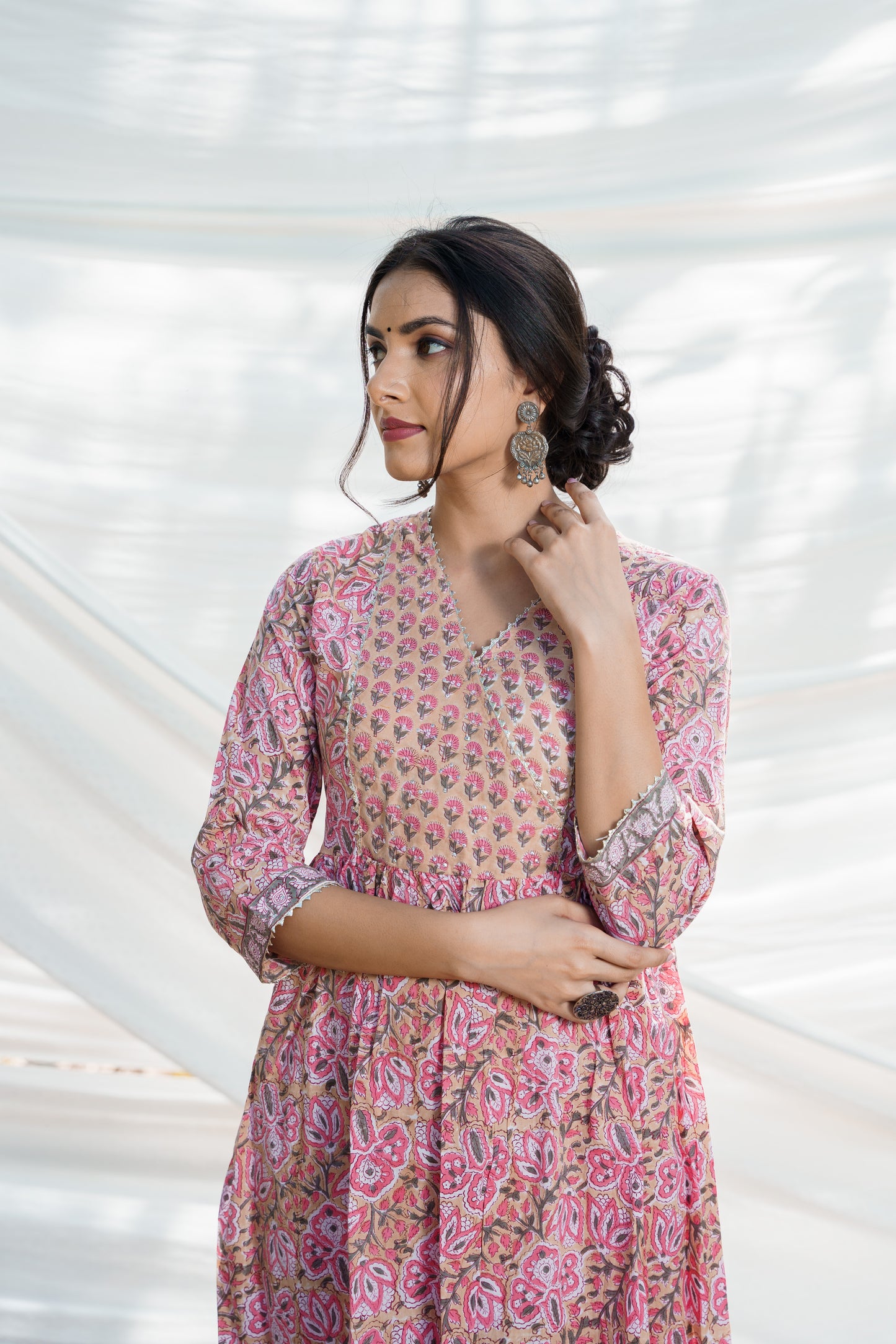 Nazakat Floral Cotton Block Print Kurta Set