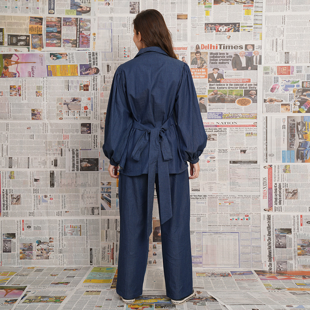 Shadow Leather Pocket Denim Coord Set