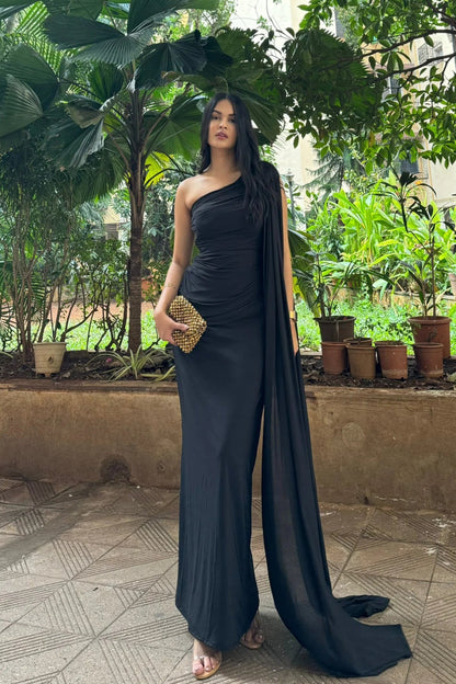 One Shoulder Drape Dress