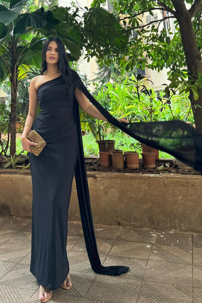 One Shoulder Drape Dress