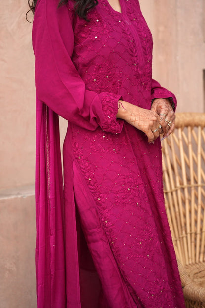 Fara Chikankari And Mukaish Crepe Set