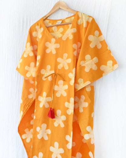 Peela Batik Hand Block Printed Cotton Midi Kaftan