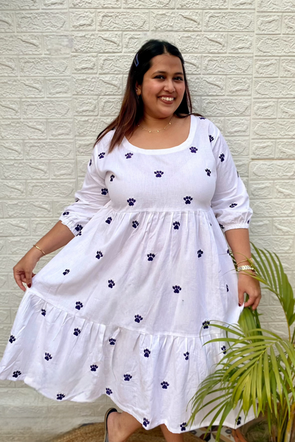 Pawsome Embroidered Cotton Dress