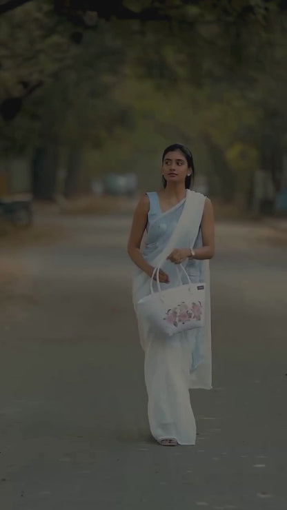 Ombre Saree In Ash Blue
