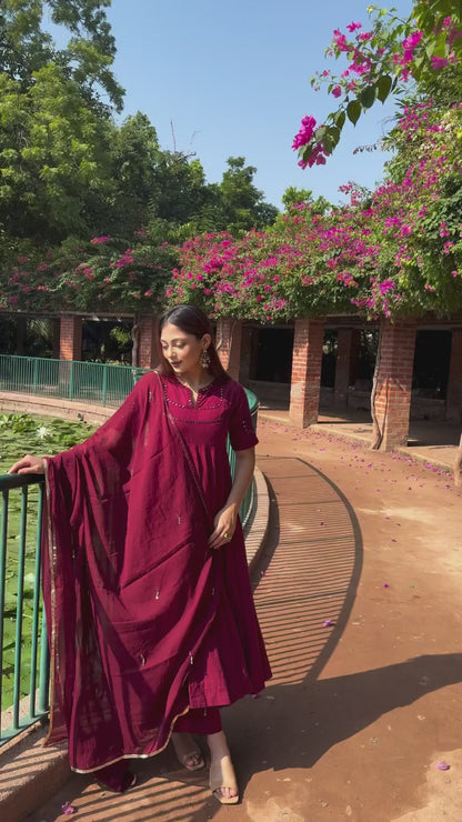 Rani Organic Cotton Anarkali Kurta Set