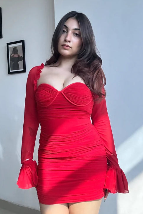 Red Ruched Dress