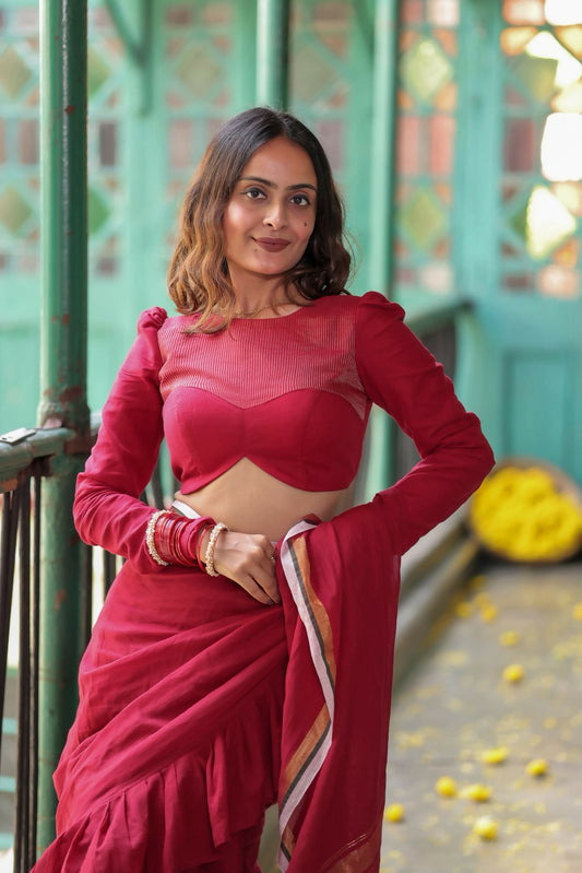 Maroon Desi Pure Cotton Blouse