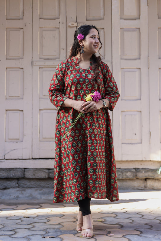 Shivani Bagru A-line long Kurta
