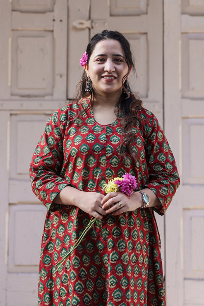 Shivani Bagru A-line long Kurta