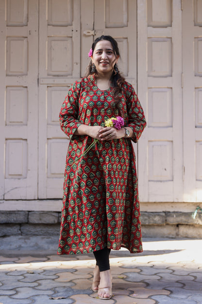 Shivani Bagru A-line long Kurta