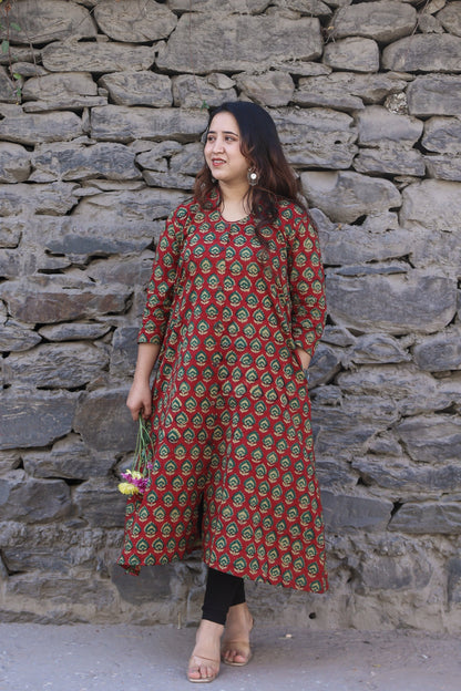 Shivani Bagru A-line long Kurta
