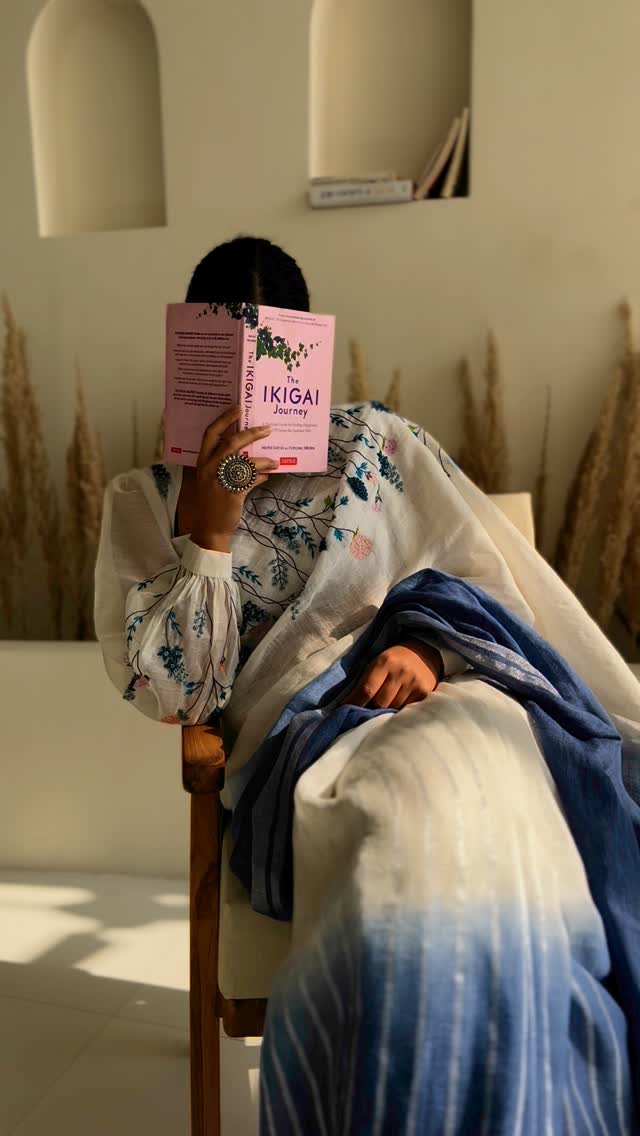 Amber White & Blue Linen Saree