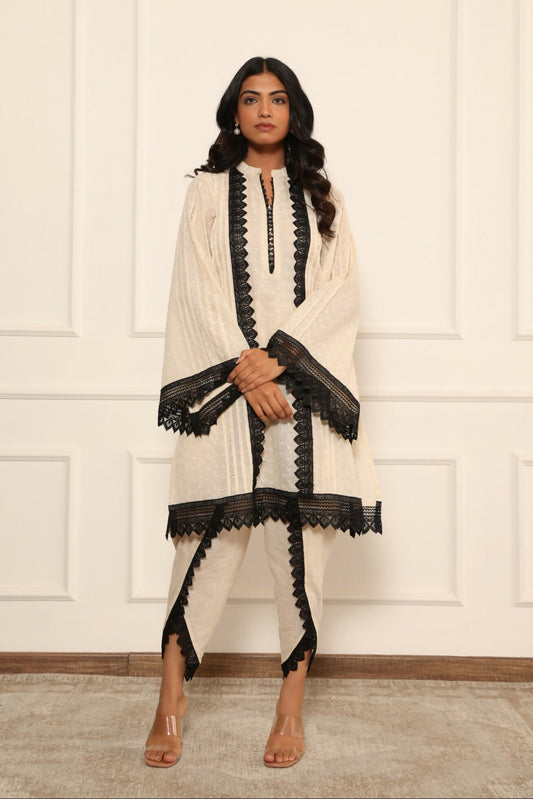 Riya Beige Cotton Dhoti Suit Set