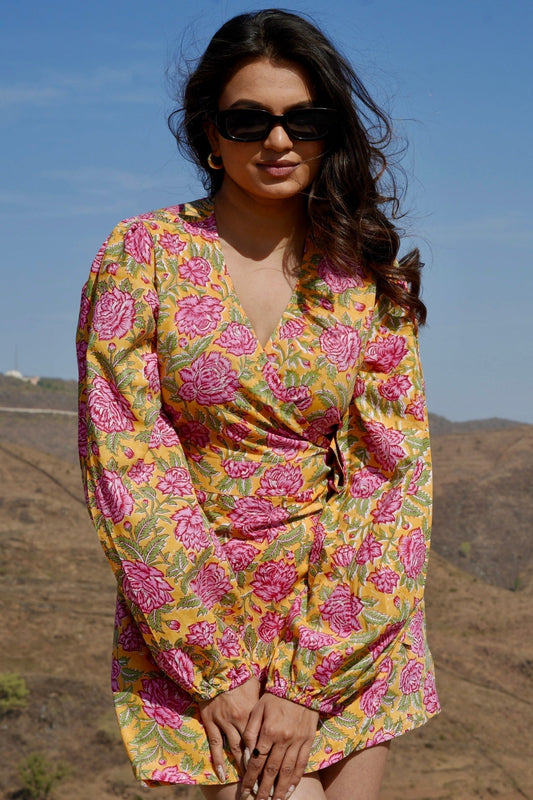 Yellow Wrap Around Dress