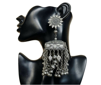 Shayra Silver Oxide Jhumkas