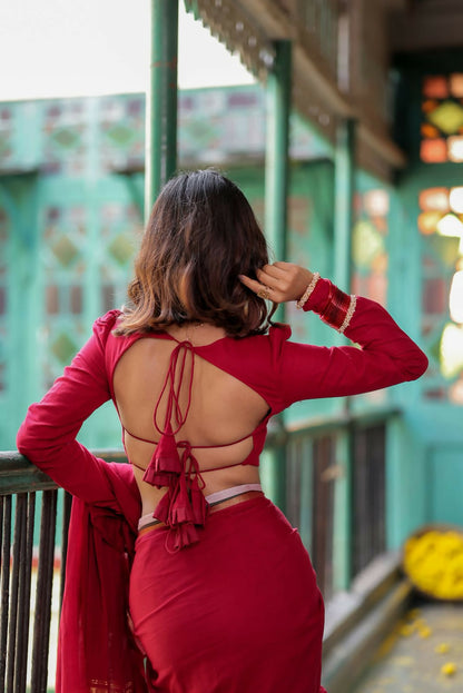 Maroon Desi Pure Cotton Blouse