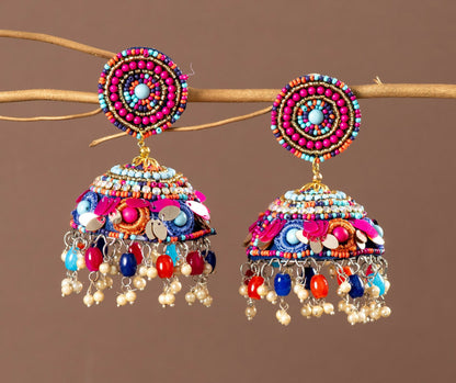Shaila Multicolor Beaded Jhumkas