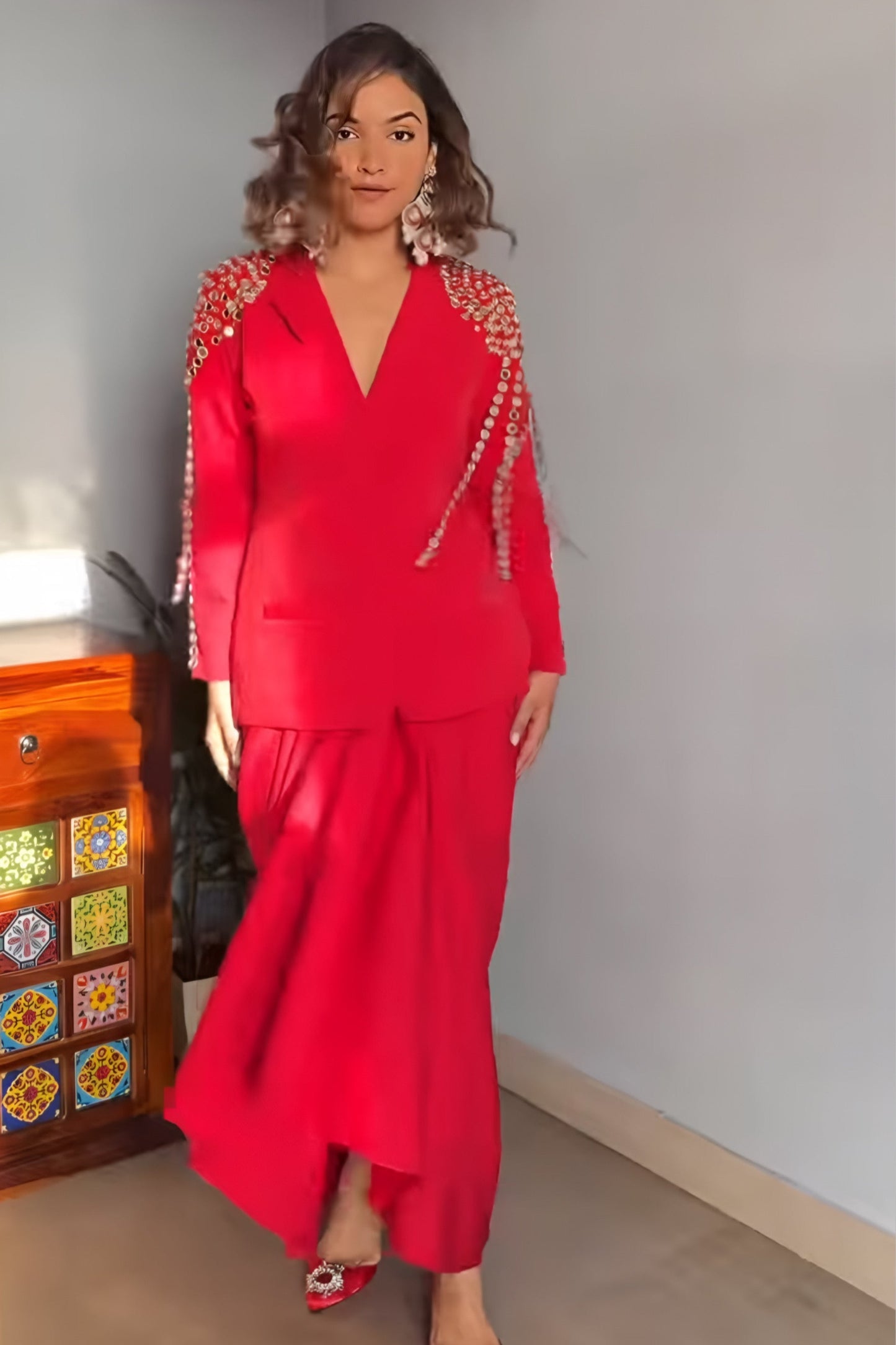 Mirror Work Dhoti Skirt Co-ord Set