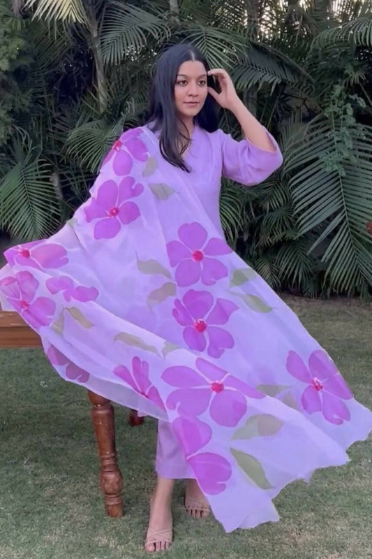 Flora Linen Set In Lilac
