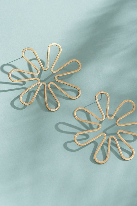 Gold Plated Brass Flora Earrings