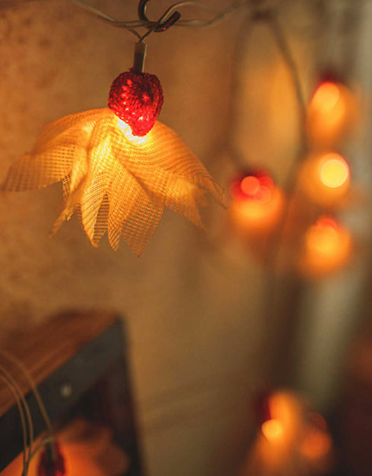 LED String Lights Orange Petals with Hearts