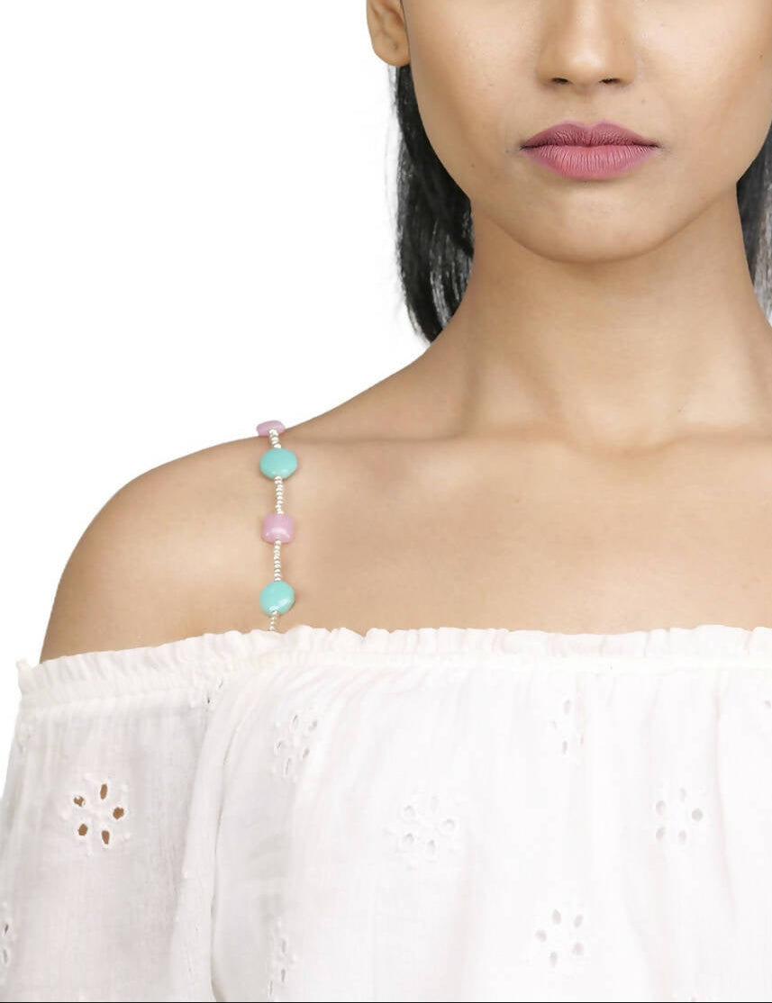 Pink & Blue Blend Beaded Bra Strap