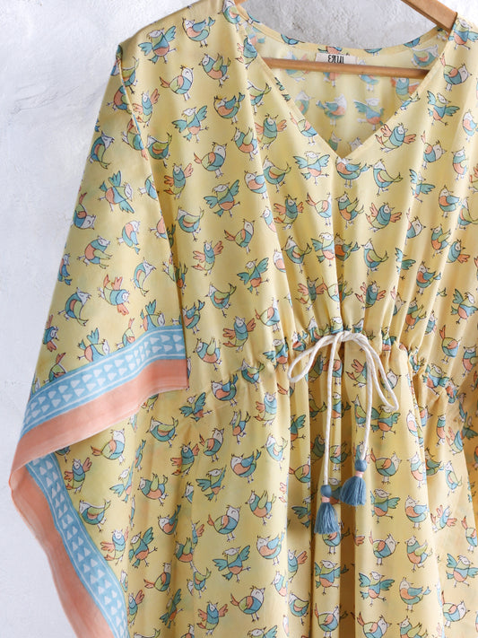 Kaftan Birdies In Yellow