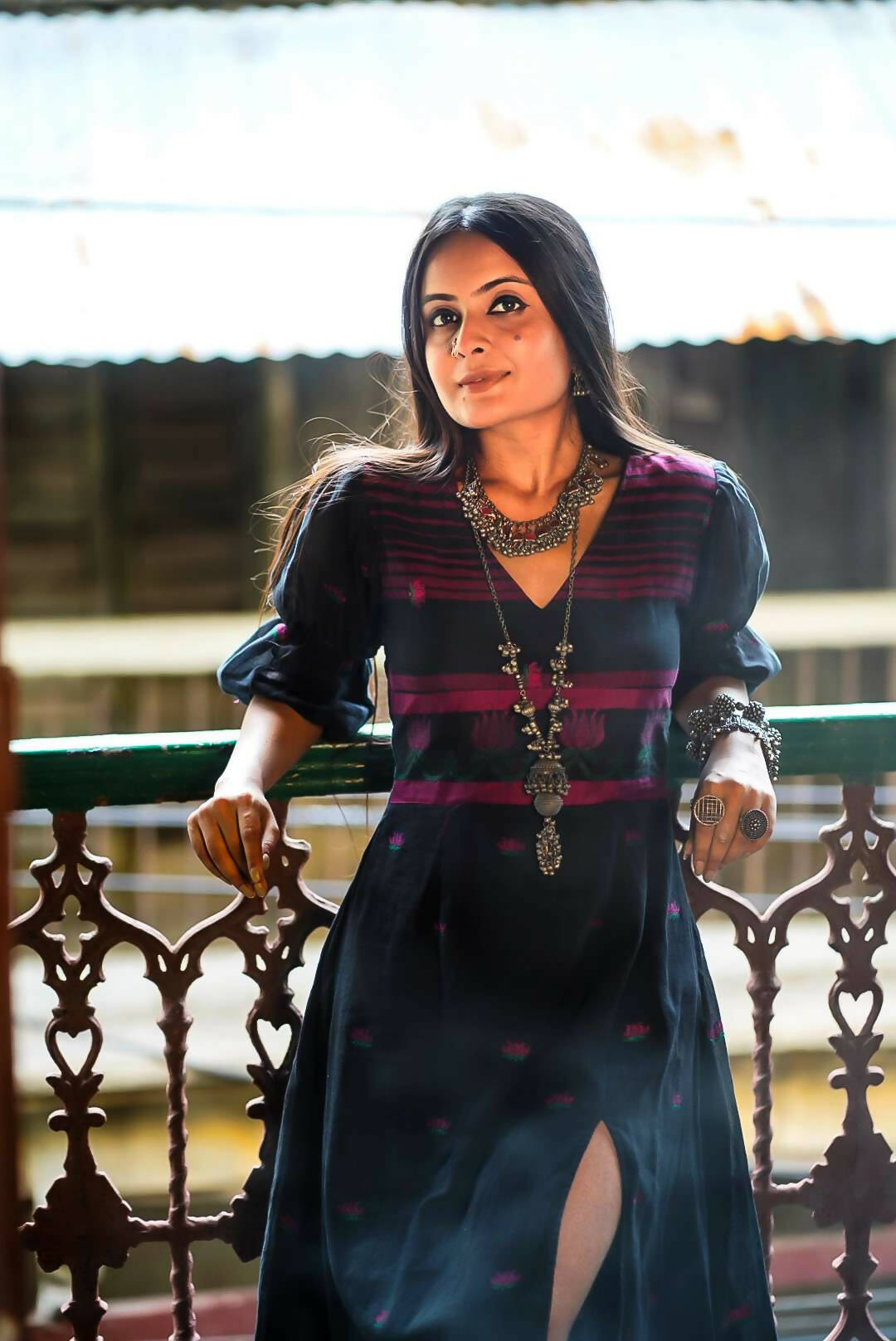 Trinayani Black Midi Dress