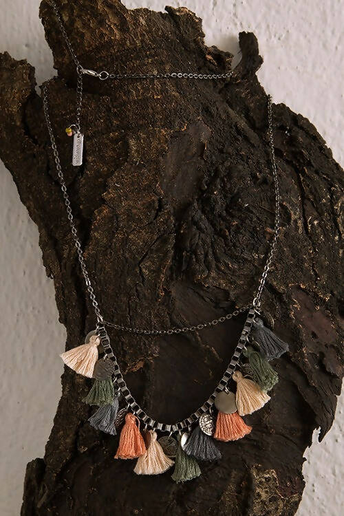 Pastel Shades Chain & Tassel Necklace