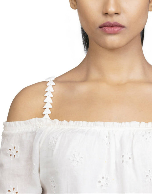 White Beauty Beaded Bra Strap