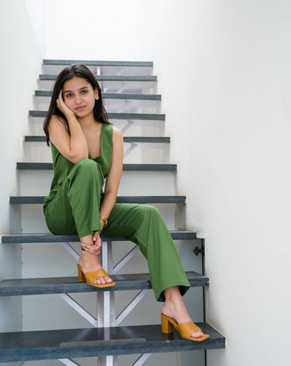 Green Tea Linen Vest Co-ord Set