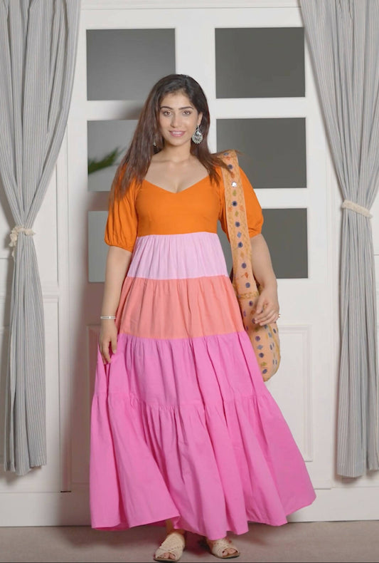Rainbow Cotton Maxi Dress