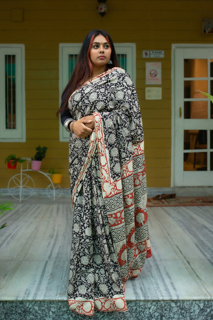 Tangled Treasures - Hand Block Bagru Saree