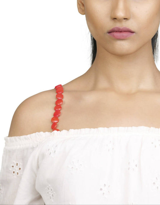 Red Fusion Beaded Bra Strap