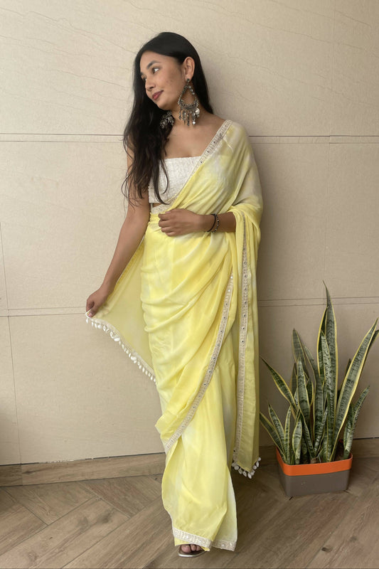 Shell Border Chiffon Saree
