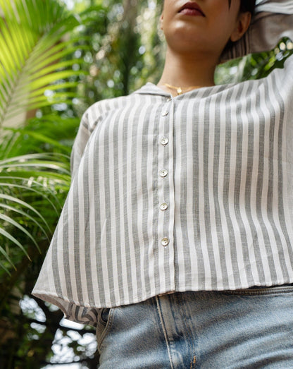 A Wednesday - Grey Striped Shirt