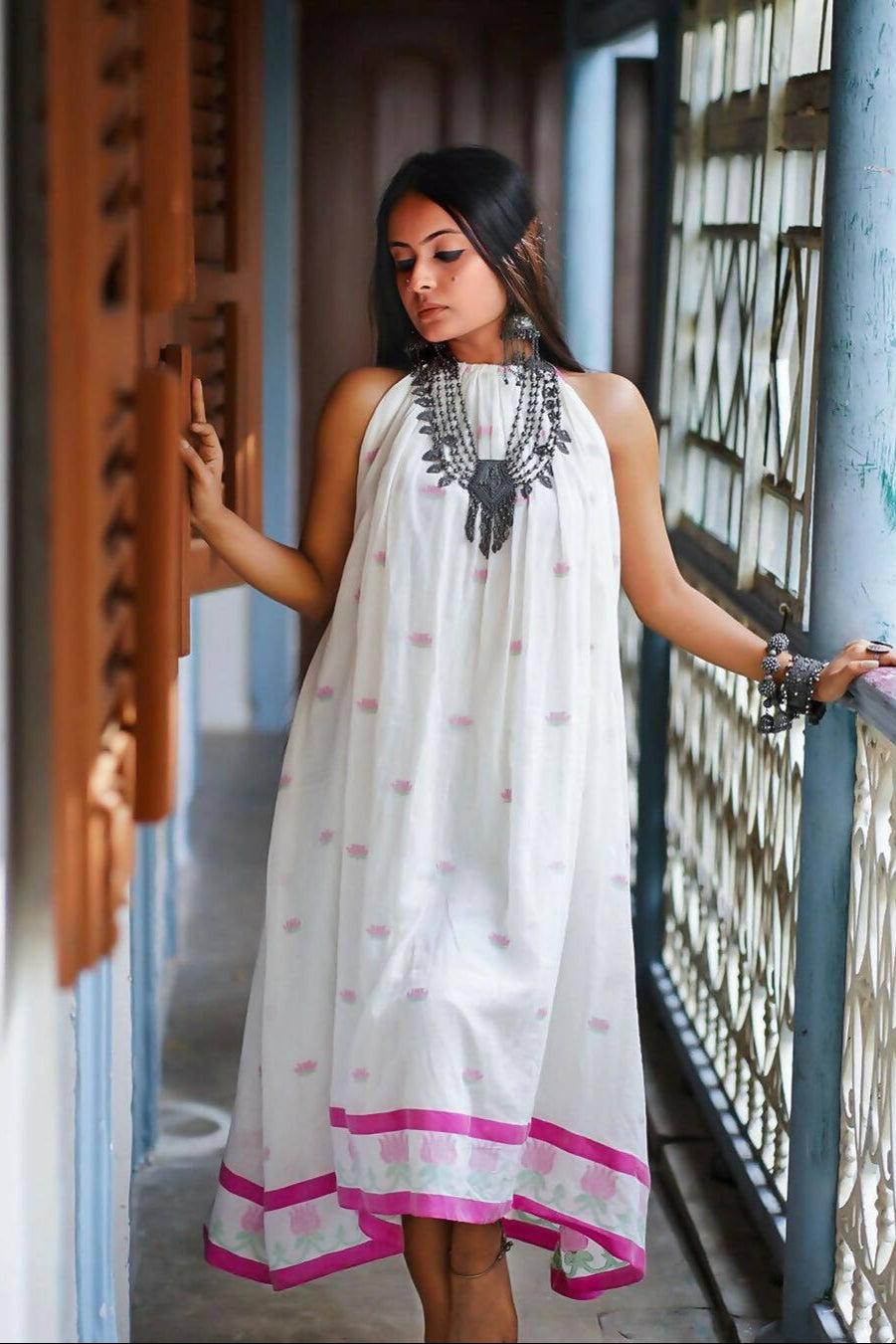 Bina Handwoven Cotton Halter Dress