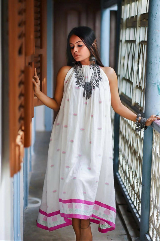 Bina Handwoven Cotton Halter Dress