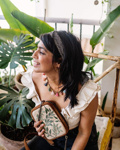 Leafy Vegan Suede Sling/Belt Bag