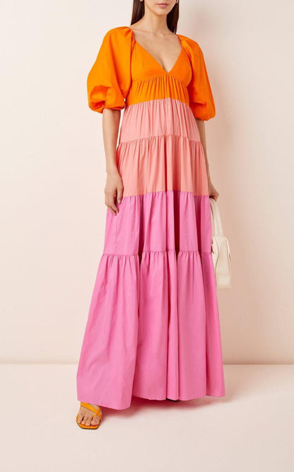 Rainbow Cotton Maxi Dress
