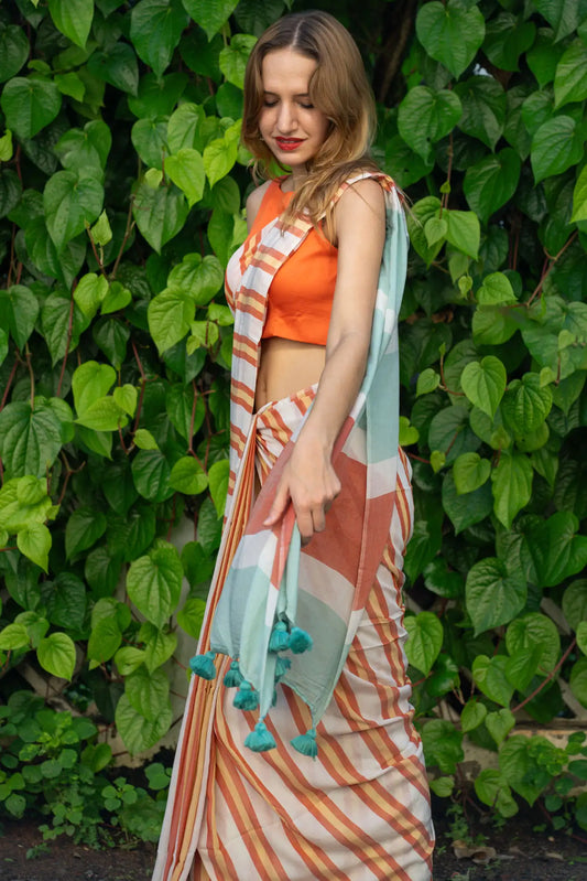 Bamboo Cotton Stripe Saree