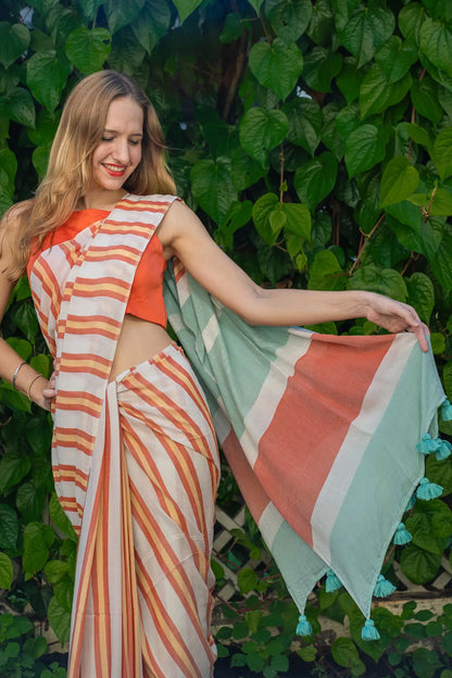 Bamboo Cotton Stripe Saree
