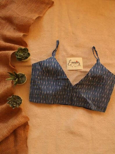 Indigo Cotton Noodle Sleeve Blouse
